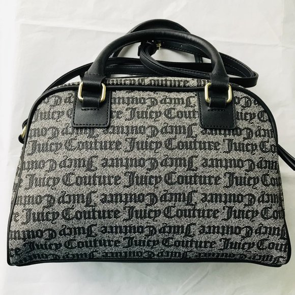 Juicy Couture Fashionista Bowler Faux Leather  Black/White 11.5" W x 8" H - Picture 2 of 4